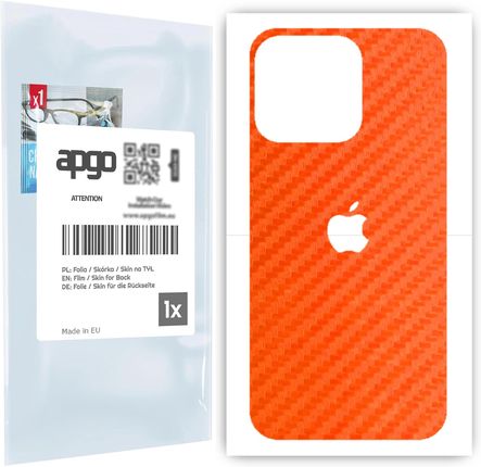 Folia naklejka skórka strukturalna na TYŁ do Apple iPhone 13 Pro -  Carbon Pomarańczowy - apgo SKINS