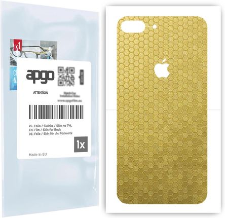 Folia naklejka skórka strukturalna na TYŁ do Apple iPhone 8 Plus -  Plaster Miodu Złoty - apgo SKINS