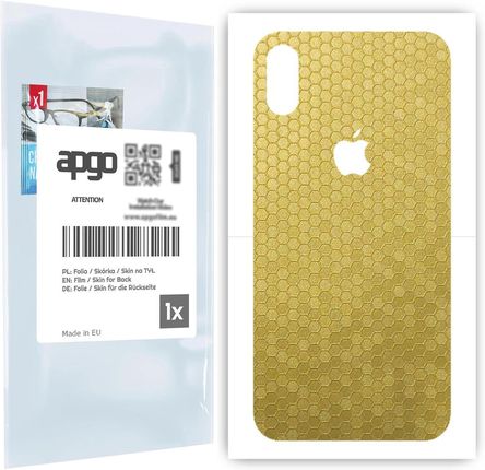 Folia naklejka skórka strukturalna na TYŁ do Apple iPhone X -  Plaster Miodu Złoty - apgo SKINS