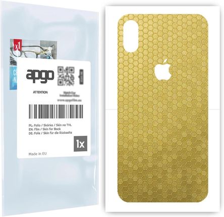 Folia naklejka skórka strukturalna na TYŁ do Apple iPhone XS -  Plaster Miodu Złoty - apgo SKINS