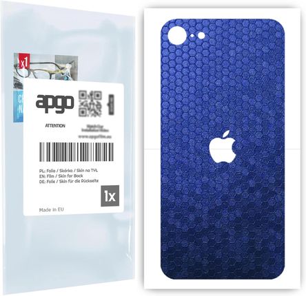 Folia naklejka skórka strukturalna na TYŁ do Apple iPhone SE (2020) -  Plaster Miodu Niebieski - apgo SKINS
