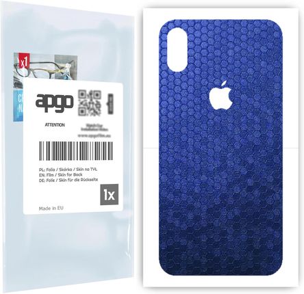 Folia naklejka skórka strukturalna na TYŁ do Apple iPhone X -  Plaster Miodu Niebieski - apgo SKINS
