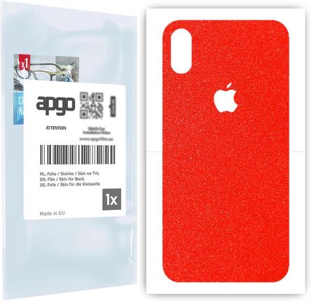 Folia naklejka skórka strukturalna na TYŁ do Apple iPhone X -  Czerwony Pastel Matowy Chropowaty Baranek - apgo SKINS