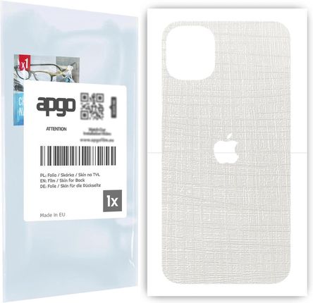 Folia naklejka skórka strukturalna na TYŁ do Apple iPhone 11 -  Tkanina Biała - apgo SKINS