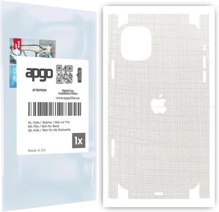 Folia naklejka skórka strukturalna na TYŁ+BOKI do Apple iPhone 11 -  Tkanina Biała - apgo SKINS