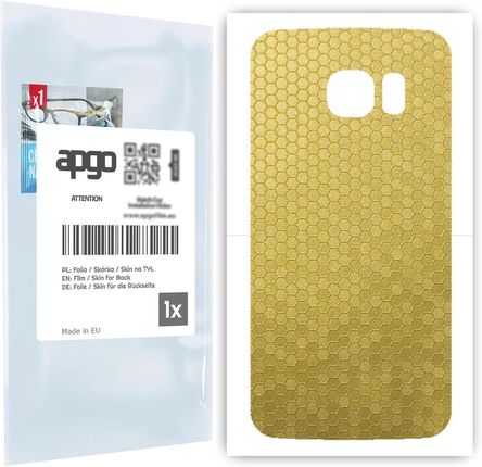 Folia naklejka skórka strukturalna na TYŁ do Samsung Galaxy S6 Edge SM-G925F -  Plaster Miodu Złoty - apgo SKINS