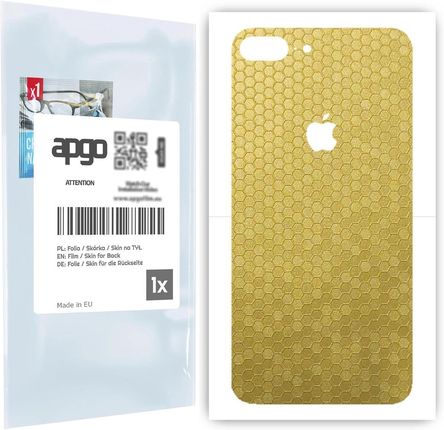 Folia naklejka skórka strukturalna na TYŁ do Apple iPhone 7 Plus -  Plaster Miodu Złoty - apgo SKINS