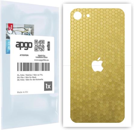 Folia naklejka skórka strukturalna na TYŁ do Apple iPhone SE (2020) -  Plaster Miodu Złoty - apgo SKINS