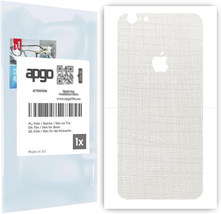 Folia naklejka skórka strukturalna na TYŁ do Apple iPhone 6 Plus -  Tkanina Biała - apgo SKINS