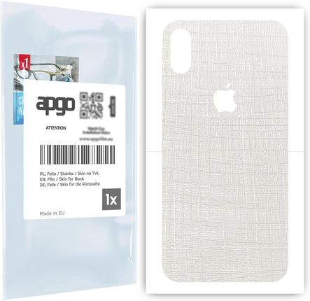 Folia naklejka skórka strukturalna na TYŁ do Apple iPhone X -  Tkanina Biała - apgo SKINS
