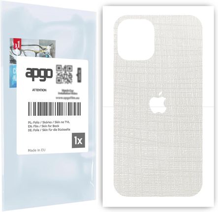 Folia naklejka skórka strukturalna na TYŁ do Apple iPhone 12 mini -  Tkanina Biała - apgo SKINS