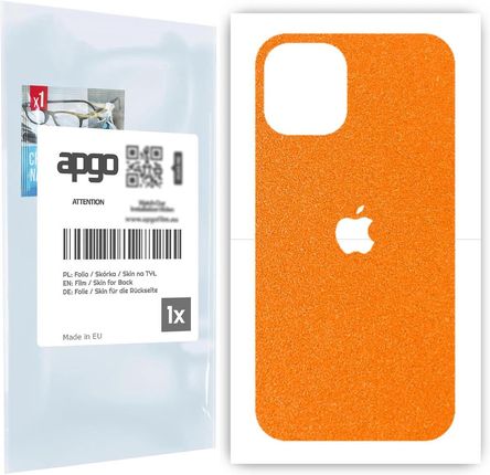 Folia naklejka skórka strukturalna na TYŁ do Apple iPhone 12 mini -  Pomarańczowy Pastel Matowy Chropowaty Baranek - apgo SKINS