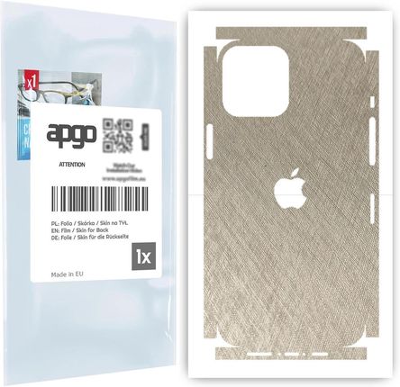 Folia naklejka skórka strukturalna na TYŁ+BOKI do Apple iPhone 12 Pro Max -  Tytan Srebrny - apgo SKINS