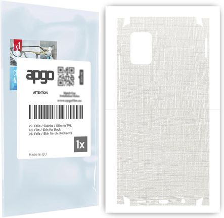 Folia naklejka skórka strukturalna na TYŁ+BOKI do Samsung Galaxy A51 -  Tkanina Biała - apgo SKINS