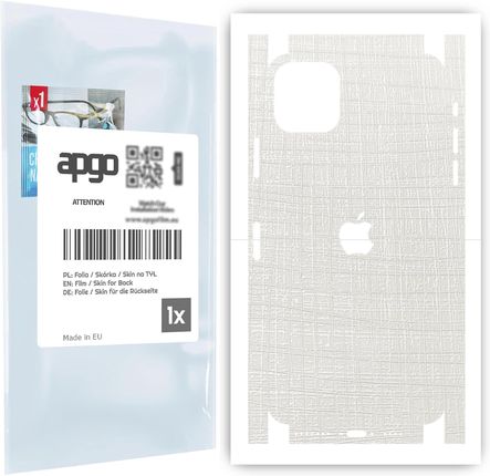 Folia naklejka skórka strukturalna na TYŁ+BOKI do Apple iPhone 11 Pro Max -  Tkanina Biała - apgo SKINS
