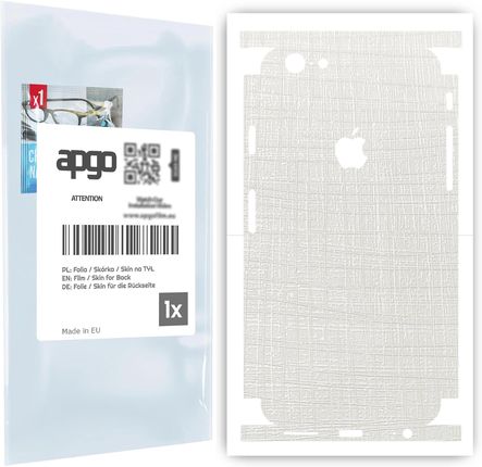 Folia naklejka skórka strukturalna na TYŁ+BOKI do Apple iPhone 6 -  Tkanina Biała - apgo SKINS