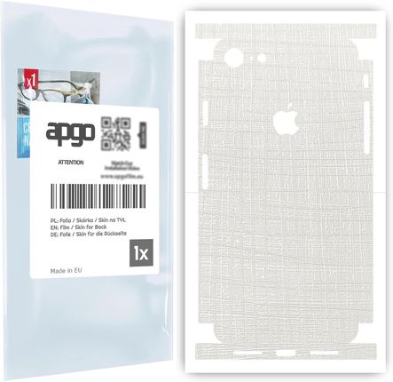 Folia naklejka skórka strukturalna na TYŁ+BOKI do Apple iPhone 7 -  Tkanina Biała - apgo SKINS