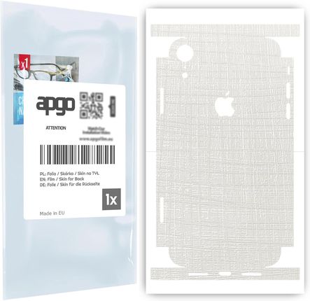 Folia naklejka skórka strukturalna na TYŁ+BOKI do Apple iPhone XR -  Tkanina Biała - apgo SKINS