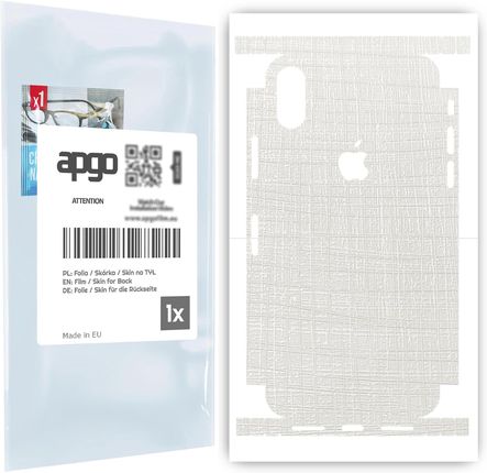 Folia naklejka skórka strukturalna na TYŁ+BOKI do Apple iPhone XS -  Tkanina Biała - apgo SKINS