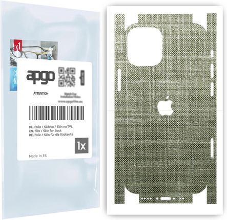 Folia naklejka skórka strukturalna na TYŁ+BOKI do Apple iPhone 12 mini -  Tkanina Lniana - apgo SKINS