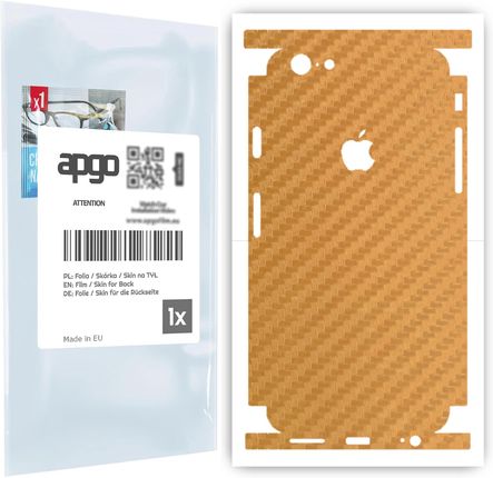 Folia naklejka skórka strukturalna na TYŁ+BOKI do Apple iPhone 6s -  Carbon Złoty - apgo SKINS