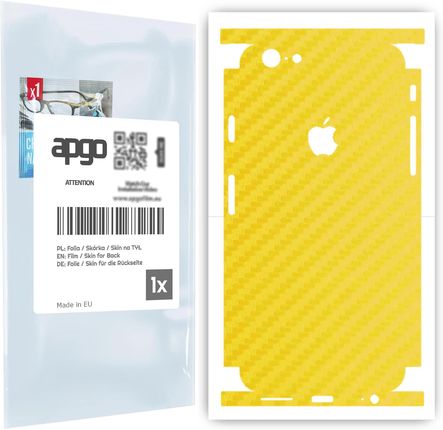 Folia naklejka skórka strukturalna na TYŁ+BOKI do Apple iPhone 6 -  Carbon Żółty - apgo SKINS