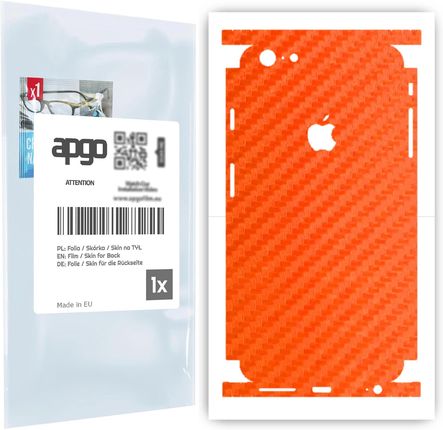Folia naklejka skórka strukturalna na TYŁ+BOKI do Apple iPhone 6 Plus -  Carbon Pomarańczowy - apgo SKINS