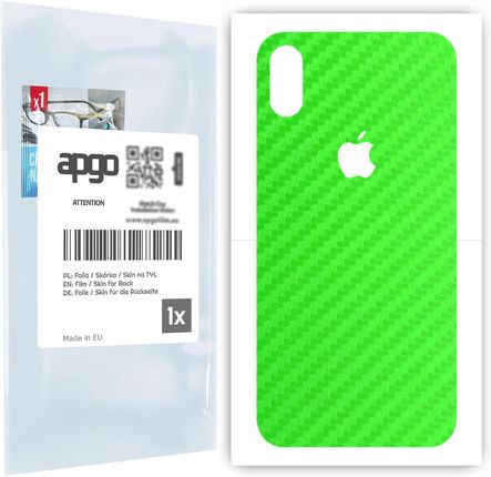 Folia naklejka skórka strukturalna na TYŁ do Apple iPhone X -  Carbon Zielony - apgo SKINS