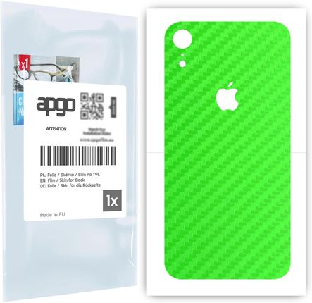 Folia naklejka skórka strukturalna na TYŁ do Apple iPhone XR -  Carbon Zielony - apgo SKINS