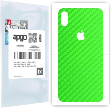 Folia naklejka skórka strukturalna na TYŁ do Apple iPhone XS Max -  Carbon Zielony - apgo SKINS