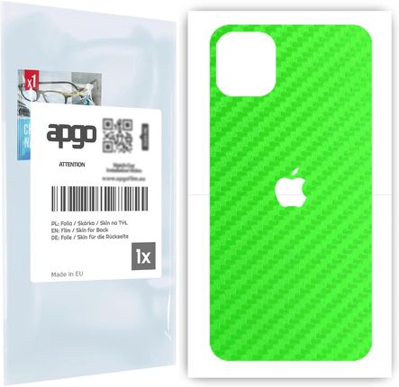 Folia naklejka skórka strukturalna na TYŁ do Apple iPhone 11 Pro Max -  Carbon Zielony - apgo SKINS
