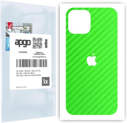 Folia naklejka skórka strukturalna na TYŁ do Apple iPhone 12 Pro Max -  Carbon Zielony - apgo SKINS