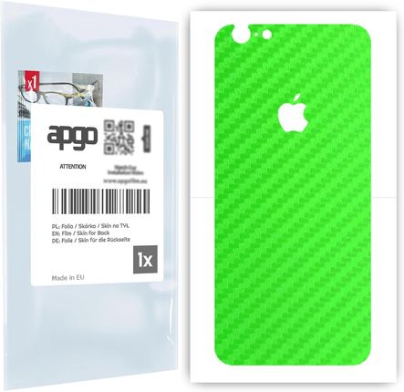 Folia naklejka skórka strukturalna na TYŁ do Apple iPhone 6 Plus -  Carbon Zielony - apgo SKINS