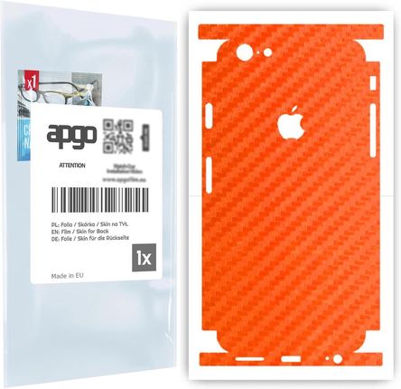 Folia naklejka skórka strukturalna na TYŁ+BOKI do Apple iPhone 6s -  Carbon Pomarańczowy - apgo SKINS