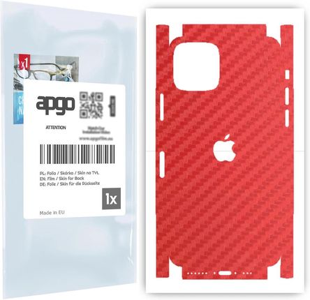 Folia naklejka skórka strukturalna na TYŁ+BOKI do Apple iPhone 11 Pro -  Carbon Czerwony - apgo SKINS