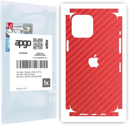 Folia naklejka skórka strukturalna na TYŁ+BOKI do Apple iPhone 12 Pro Max -  Carbon Czerwony - apgo SKINS