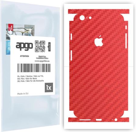 Folia naklejka skórka strukturalna na TYŁ+BOKI do Apple iPhone 6 Plus -  Carbon Czerwony - apgo SKINS