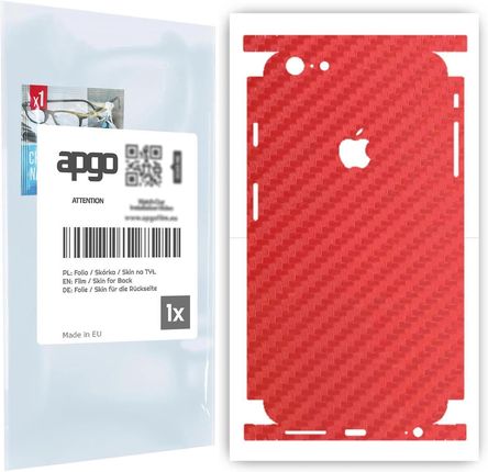 Folia naklejka skórka strukturalna na TYŁ+BOKI do Apple iPhone 6s Plus -  Carbon Czerwony - apgo SKINS