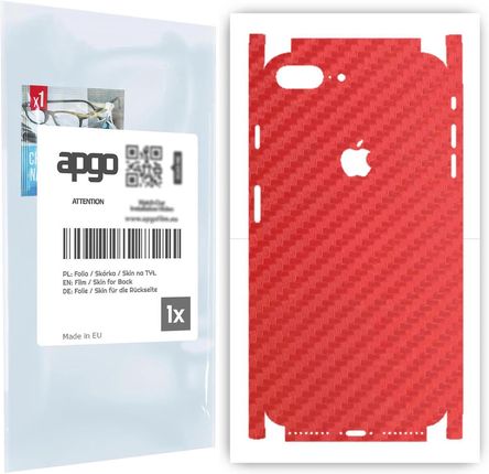 Folia naklejka skórka strukturalna na TYŁ+BOKI do Apple iPhone 8 Plus -  Carbon Czerwony - apgo SKINS