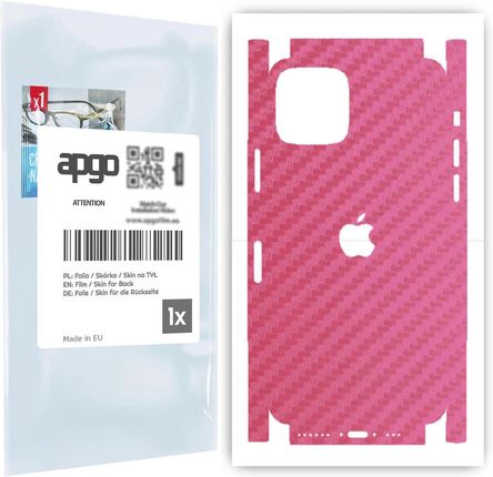 Folia naklejka skórka strukturalna na TYŁ+BOKI do Apple iPhone 11 Pro -  Carbon Różowy - apgo SKINS