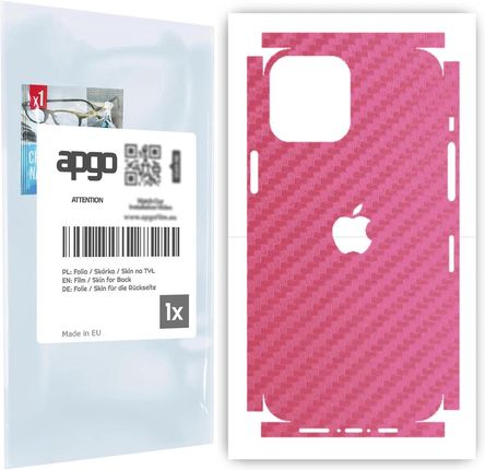 Folia naklejka skórka strukturalna na TYŁ+BOKI do Apple iPhone 12 Pro Max -  Carbon Różowy - apgo SKINS
