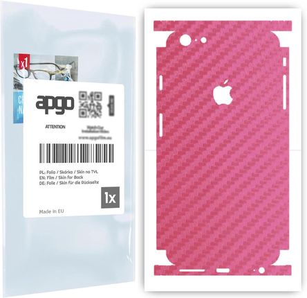 Folia naklejka skórka strukturalna na TYŁ+BOKI do Apple iPhone 6 Plus -  Carbon Różowy - apgo SKINS