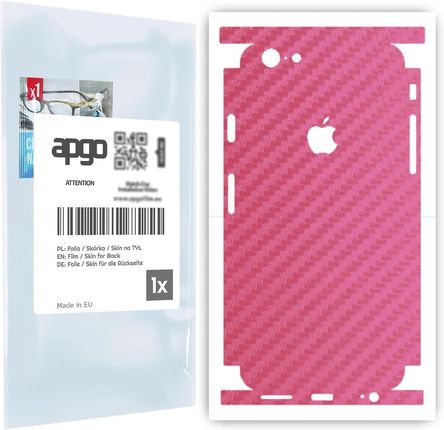 Folia naklejka skórka strukturalna na TYŁ+BOKI do Apple iPhone 6s -  Carbon Różowy - apgo SKINS