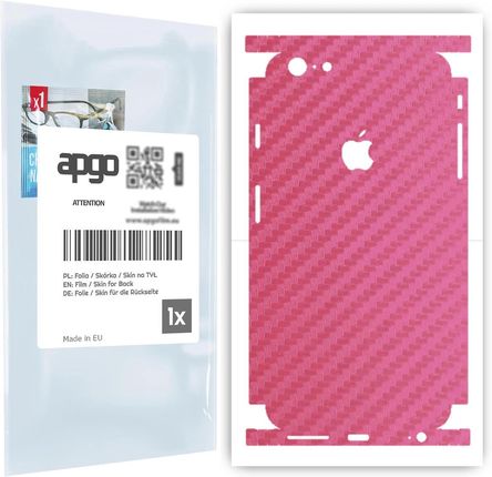 Folia naklejka skórka strukturalna na TYŁ+BOKI do Apple iPhone 6s Plus -  Carbon Różowy - apgo SKINS