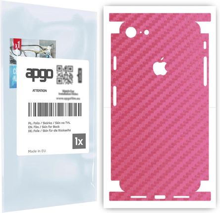Folia naklejka skórka strukturalna na TYŁ+BOKI do Apple iPhone 7 -  Carbon Różowy - apgo SKINS