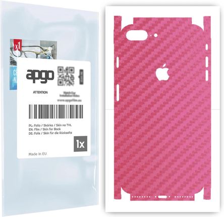 Folia naklejka skórka strukturalna na TYŁ+BOKI do Apple iPhone 7 Plus -  Carbon Różowy - apgo SKINS