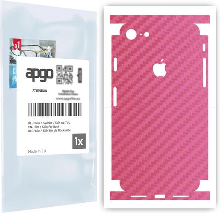 Folia naklejka skórka strukturalna na TYŁ+BOKI do Apple iPhone 8 -  Carbon Różowy - apgo SKINS
