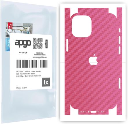 Folia naklejka skórka strukturalna na TYŁ+BOKI do Apple iPhone 12 mini -  Carbon Różowy - apgo SKINS