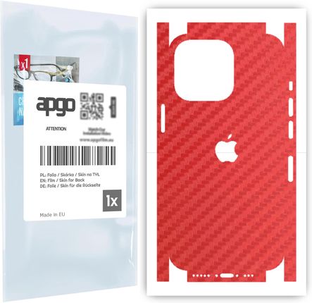 Folia naklejka skórka strukturalna na TYŁ+BOKI do Apple iPhone 13 Pro -  Carbon Czerwony - apgo SKINS