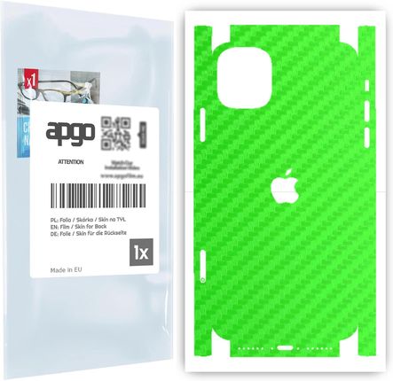 Folia naklejka skórka strukturalna na TYŁ+BOKI do Apple iPhone 11 -  Carbon Zielony - apgo SKINS